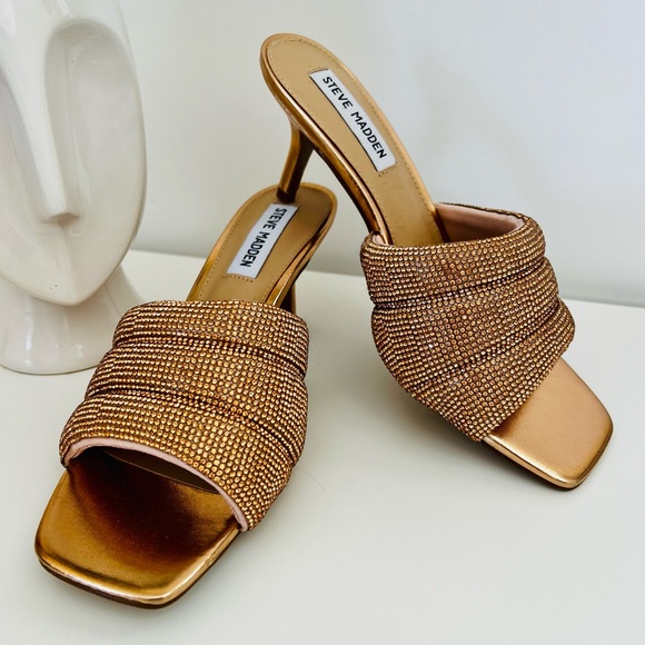 New STEVE MADDEN square Embellished Sandals rose gold - Picture 2 of 6